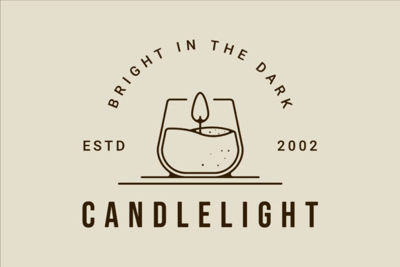 Candle in Glass Logo Line Art Vector and Logos