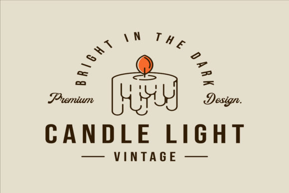 Candle Logo Line Art Vector Simple