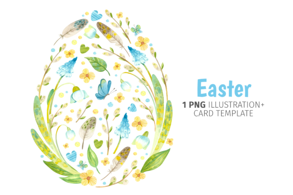 Easter Egg with Flowers: Spring Decorative Elements