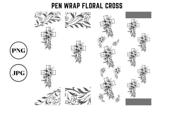 Pen Wraps Floral Cross PNG Graphic Templates