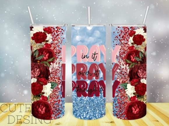 Pray 20oz Skinny Tumbler Blue Glitter: Crafts Design Review
