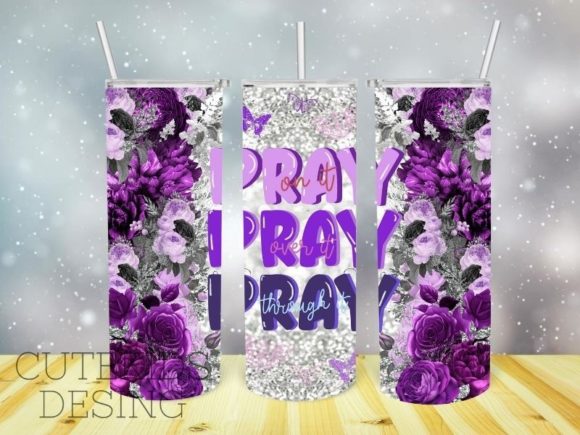 Pray 20oz Skinny Tumbler Purple Glitter for Crafts